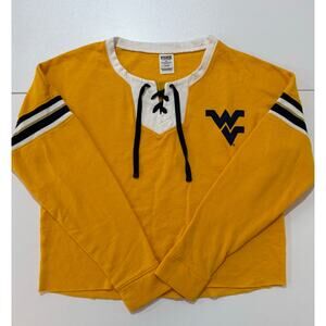 Victoria's Secret PINK Cropped Hoodie West Virginia University WVU Size S (126)